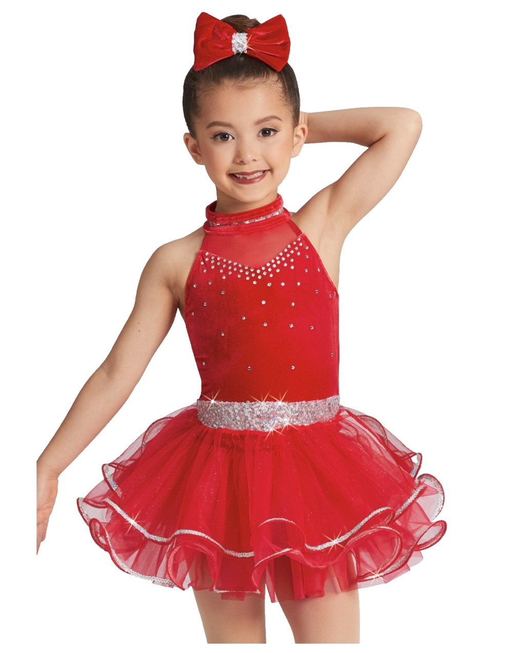 Weissman Showtime 12163 Dancing In The Moonlight Red Dance Costume & Bow XS C